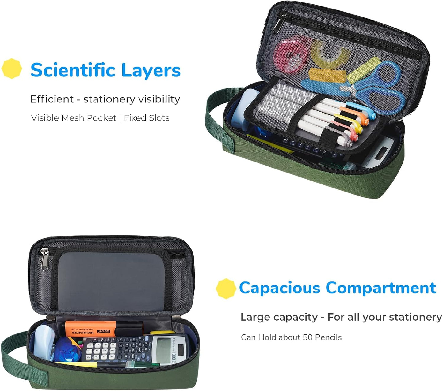 ECHSRT Large Pencil Case, Aesthetic Pen Pouch with Big Capacity, Minimalist Portable Stationery Bag with Handle for Office Organizer Aesthetic Pencil Cases