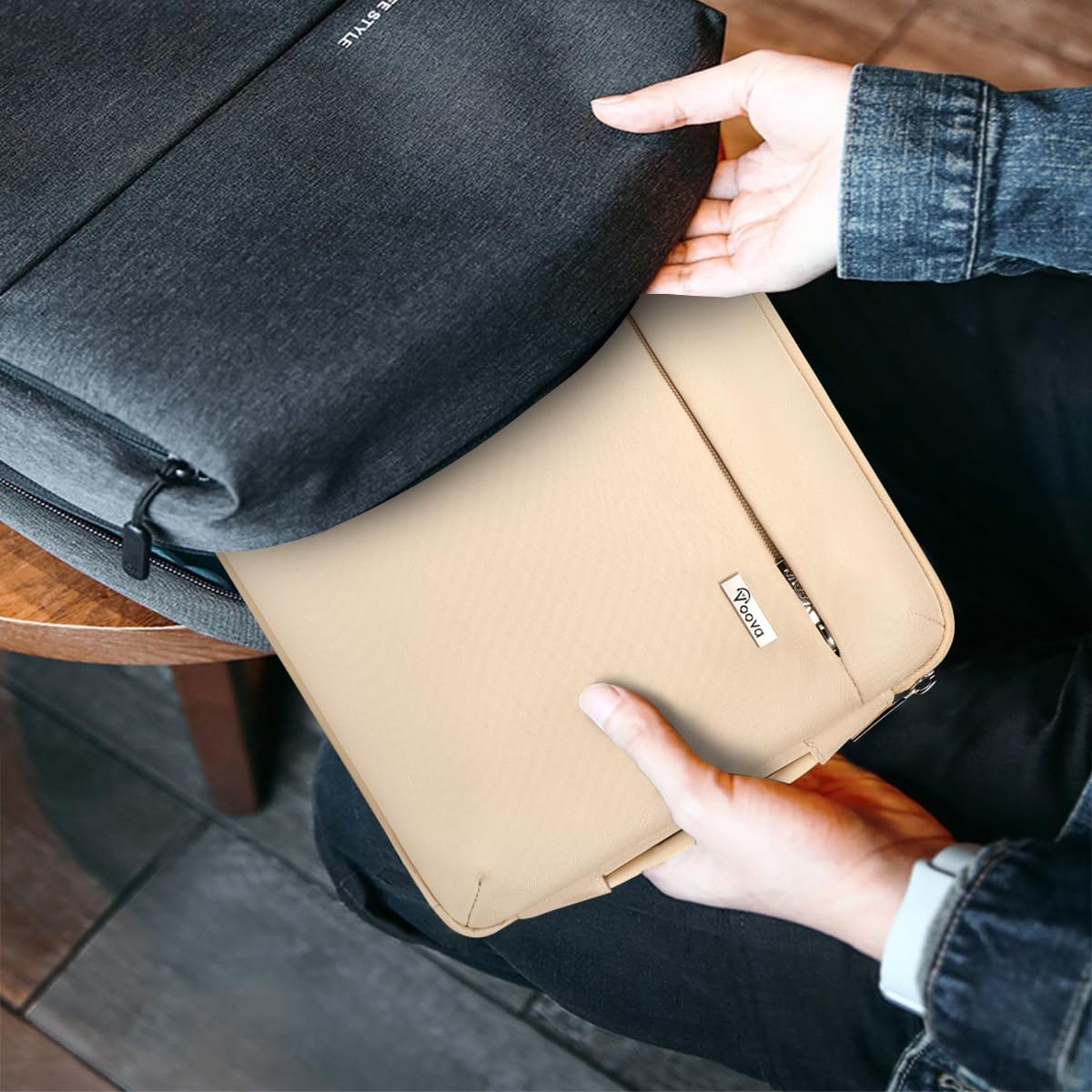 Voova Laptop Sleeve Case 15.6 16 Inch with Handle, 360° Protective Waterproof Slim Computer Bag Cover Compatible with MacBook Pro M2/M3/M4 16, HP Acer Lenovo Yoga ThinkPad Asus Laptop, Grey