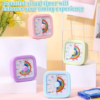 AmazingSpark 4 Pack Visual Timer 60 Minute Countdown Timer Colored Countdown Clock for Homeschool Supplies Study Tool, Classroom Home Office Time Management Tool(Gradient,Pink, Blue, Yellow, Green)