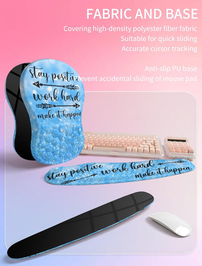 Hokafenle 2in1 Combination, Wave Keyboard Wrist Rest and Ergonomic Curvature Mouse Pad Wrist Support for Relieve Wrist Pain, Filled with Soft Cushion Memory Foam, Black