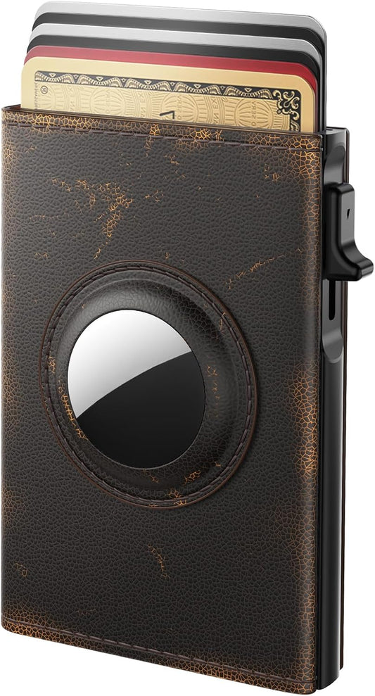 typecase AirTag Wallet for Men: Compatible with Apple AirTag (1st & 2nd Generation), RFID Blocking, Genuine Leather, Slim & Minimalist Design - 14 Card Capacity | ID Window | Cash Slot (Carbon Fiber)