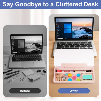DOLLAR BOSS Glass Desk Whiteboard Calendar Small Dry Erase Board Desktop White Board with Storage Drawer Computer Keyboard Stand Desk Organizer, Colorful Weekly Calendar, Black