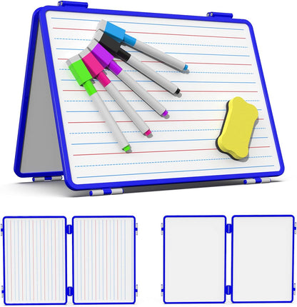 Magnetic Small Dry Erase White Board, 4 Writing Sides Desktop Whiteboard Small White Board for Kids, 11.5x17” Foldable Whiteboard for School Office Desk