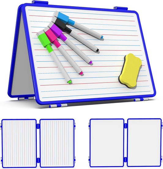 Magnetic Small Dry Erase White Board, 4 Writing Sides Desktop Whiteboard Small White Board for Kids, 11.5x17” Foldable Whiteboard for School Office Desk
