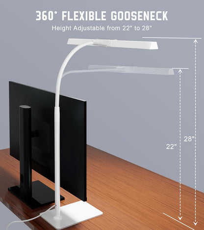 Desk Lamp with Clamp, Eye Caring LED Desk Lamp for Home Office with Gooseneck, Clip on Light with 3 Color Modes for Working, Reading, Drawing