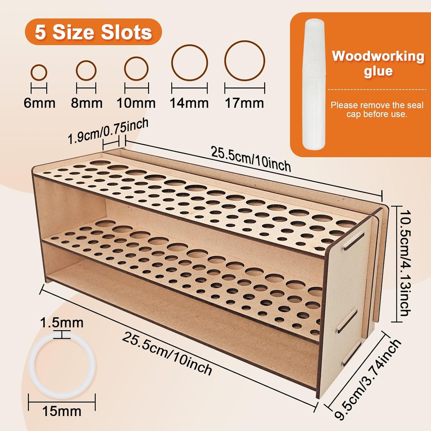 Wooden Paint Brush Holder with Wood Glue 69 Holes MDF Paintbrush Holder Organizer Artist Brush Holder Paint Brush Stand Rack for Artist Brushes Pens Pencils