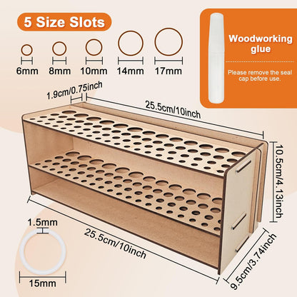 Wooden Paint Brush Holder with Wood Glue 69 Holes MDF Paintbrush Holder Organizer Artist Brush Holder Paint Brush Stand Rack for Artist Brushes Pens Pencils
