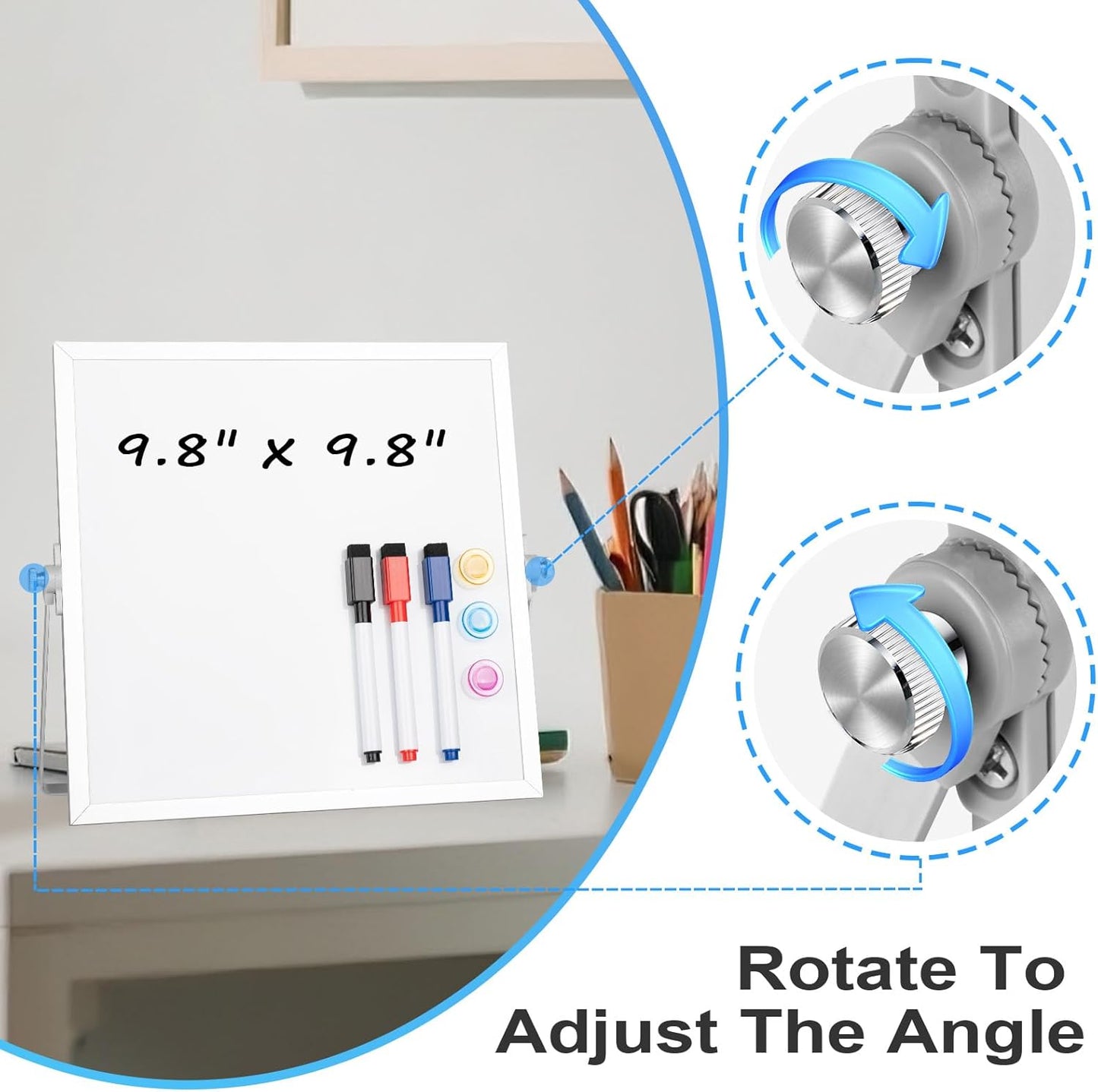 Desktop Whiteboard with Stand, 16" x 12" Double-Sided Dry Erase Board with Stand, Portable Stand White Board for Office, Home, School