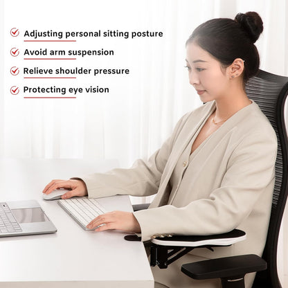 Computer Arm Rest for Desk, 180° Adjustable Rotating Desk Extender Tray, 90° Foldable Elbow Arm Support, Ergonomic Desk Arm Wrist Rest Shelf for Home and Office