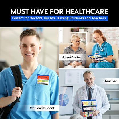 Nursing Clipboard Foldable with Medical Edition Cheat Sheets, 3 Layers Aluminum Foldable Clipboard for Nursing, Notepad for Students, Nursing School Essentials (Black)