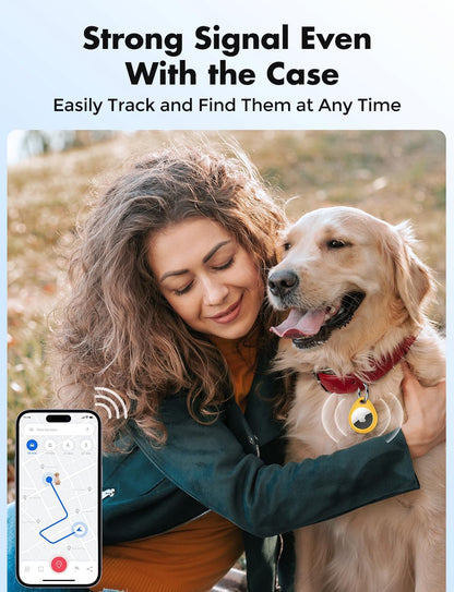 UNBREAKcable AirTag Holder for Apple - 4 Pack Air Tag Case [Fit Tightly Design] [Easy to Install] [Hold Securely] Waterproof TPU Protective Cover with Metal Keychain for Kids,Pet,Luggage,Backpack,Keys