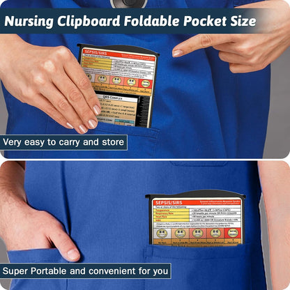 Clipboard Foldable Without Edition Cheat Sheets Aluminum 3 Layers Foldable Clipboards Pocket Size Profile Clip Clipboards Notepad for Students, Nurses,Contractor Trucker Driver