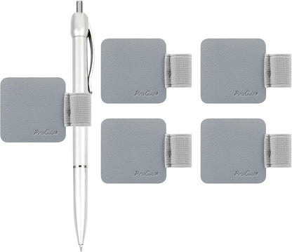 ProCase (5 Pack) Pen Loop Holder for Notebooks Journals Planners Tablet Case, Self Adhesive Leather Pencil Holder with Elastic Loop for Pens, Apple Pencil, Stylus Pen -Black