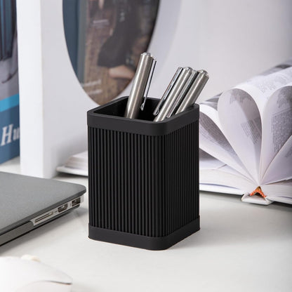 HighHerz Aesthetic Pen Holder For Desk, Modern Silicone Pencil Holder, Stylish Office Desk Decor, Made of 5 mm Thickened Premium Silicone, Office Desk Organizer And Accessories (Black)