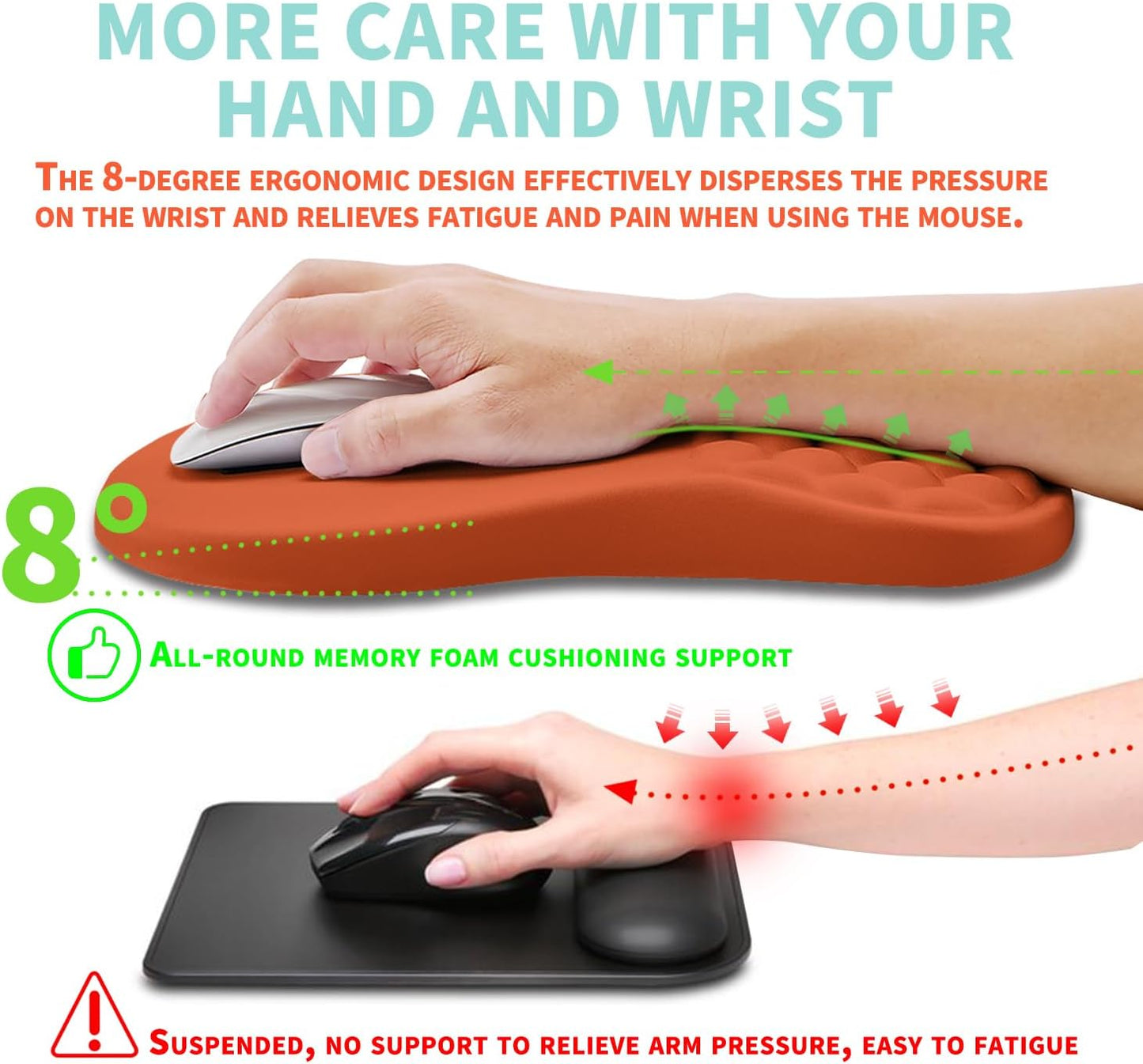 Ergonomic Mouse Pad Wrist Support with Memory Foam Massage Bulge, Carpal Tunnel Pain Relief Mousepad Wrist Rest for Mouse(12x8 inch, Silver Gray Light Purple)