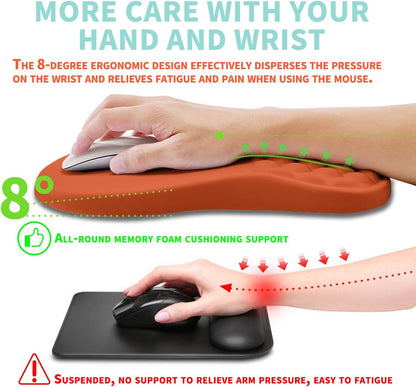 Ergonomic Mouse Pad Wrist Support with Memory Foam Massage Bulge, Carpal Tunnel Pain Relief Mousepad Wrist Rest for Mouse(12x8 inch, Silver Gray Light Purple)