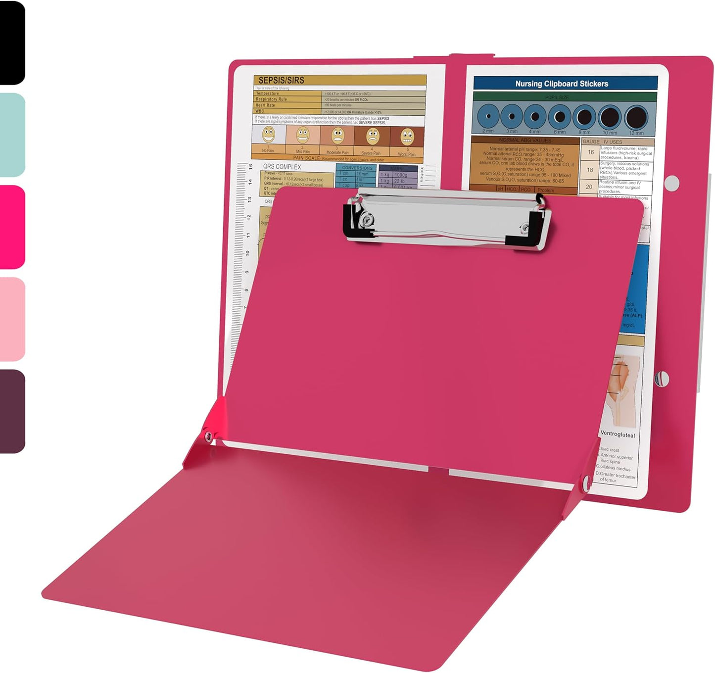 Nursing Clipboard with Nursing and Medical Edition Cheat Sheets Nursing School Essentials - Aluminum Foldable Nurse Clip Boards Essential Accessory for Efficient Patient Care (Mint)