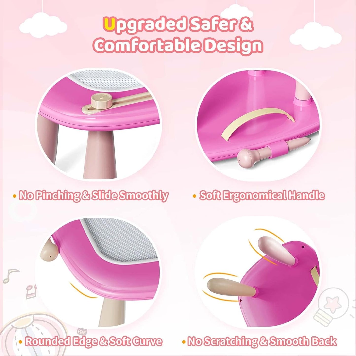 Kikidex Magnetic Drawing Board, Toddler Girl Toys for 1-3 Year Old, Doodle Board Pad Learning and Educational Toys for 1 2 3 Year Old Baby Kids Birthday Gift (Soft Pink)