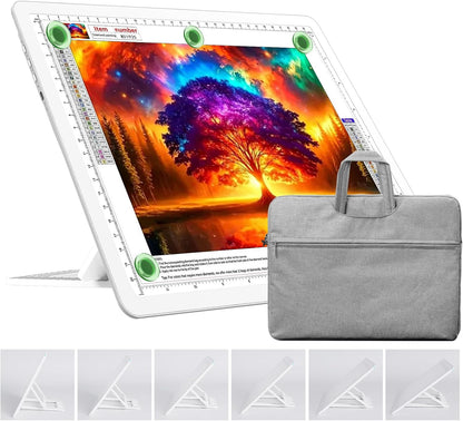 TOHETO Rechargeable A4 Light Board with Stand, Super Bright Magnetic Light Pad with Side Buttons, Wireless Light Box for Tracing and Drawing, Cordless LED Light Table for Diamond Painting, Sketching