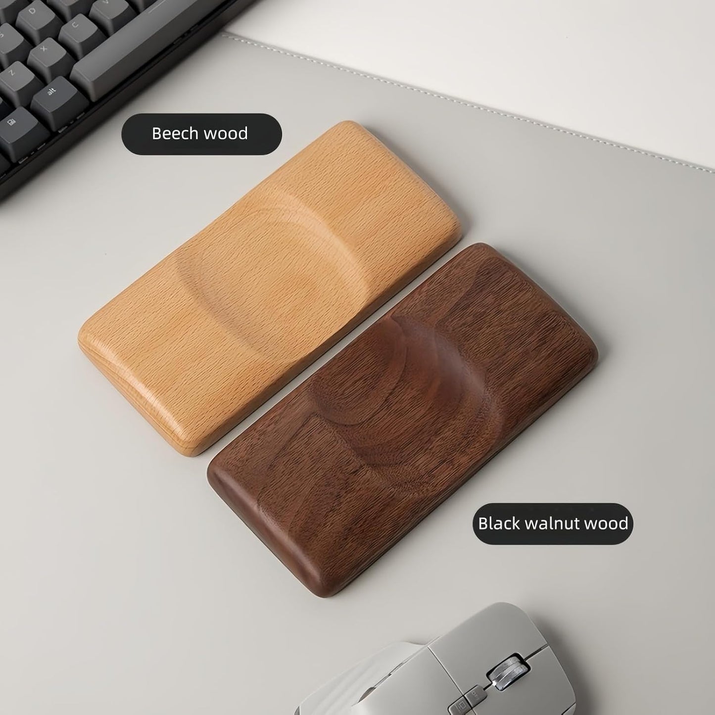 Walnut Wood Keyboard Wrist pad - Ergonomic Design for Wrist Fatigue Relief, Compatible with Most Keyboards & Laptops, Anti-Slip Base for Programmers & Gamers (Walnut Wood, 87 Key)