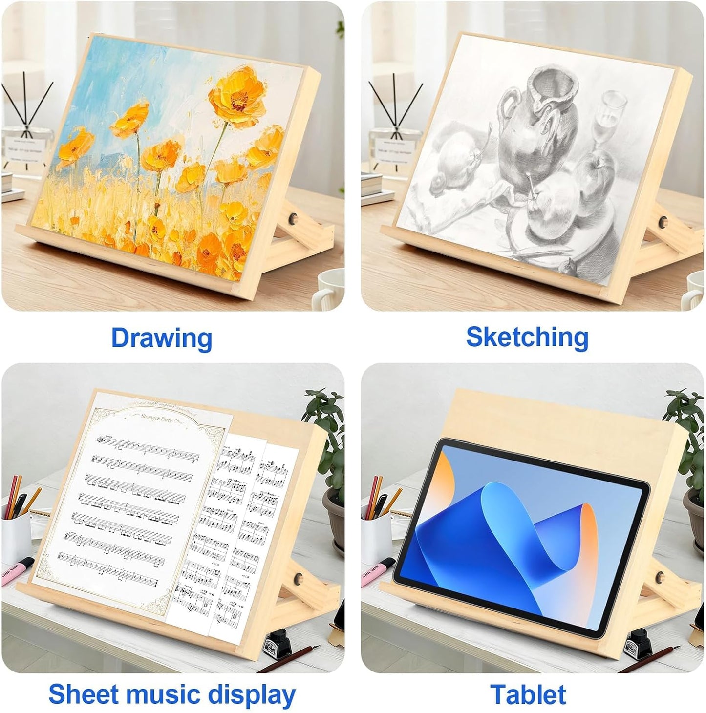Kids Tabletop Art Easel with Paper Roll Dispenser | Adjustable Portable Desk & Table Top Painting Drawing Stand (13.8" x 11.4", Without Paper Roll)