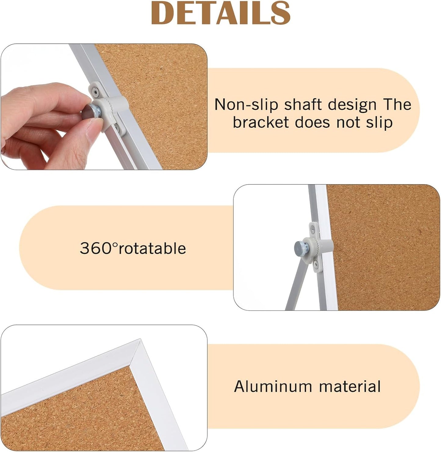 2 Pack Cork Board Desk Bulletin Board, 9.8"×9.8" Double Sided Pin Small Desk Cork Boards with Stand for Desktop Suitable with 10 Push Pins for Home, Office, Desks Message or Picture Boards
