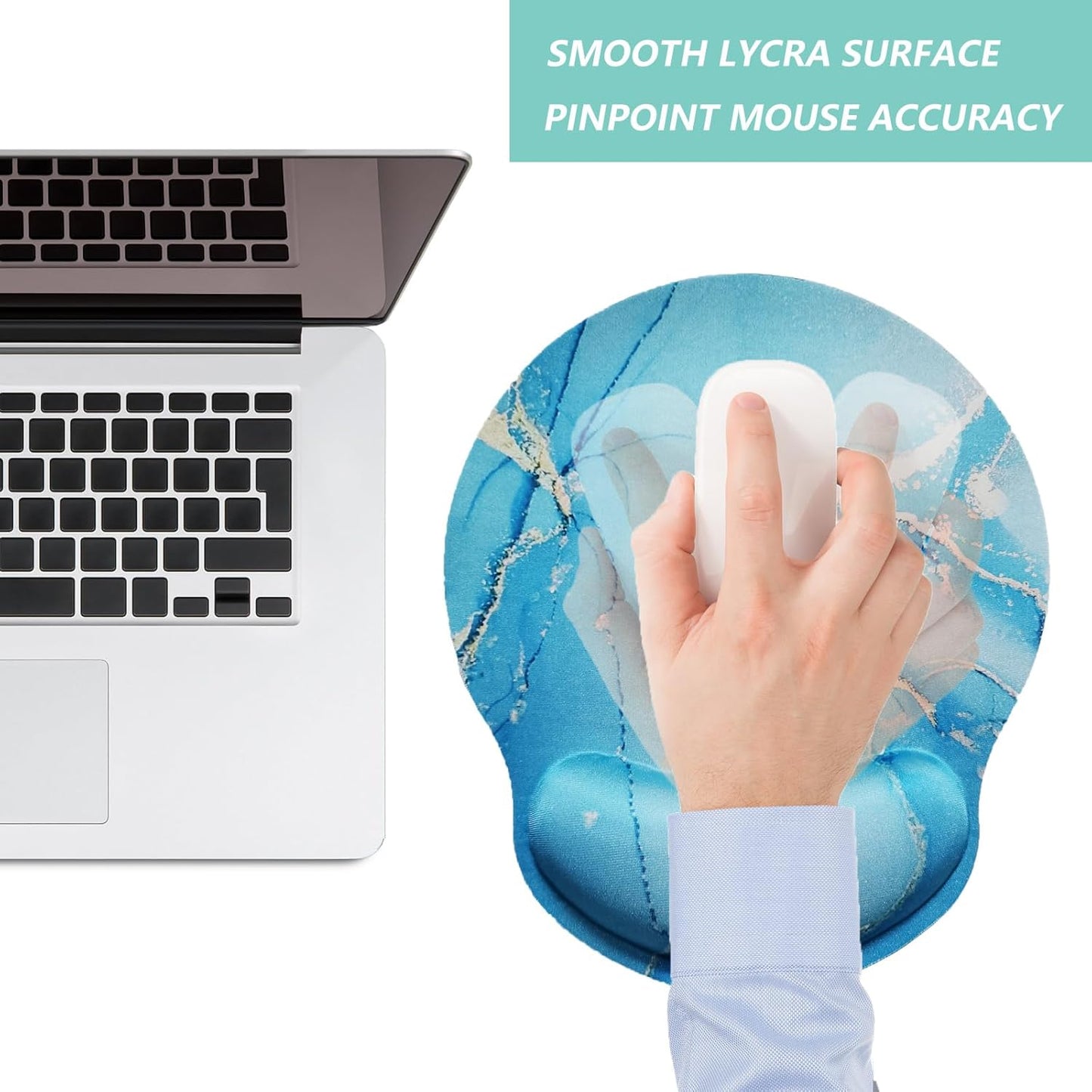 Mouse Pad with Wrist Support, Ergonomic Mouse Pad with Memory Foam Wrist Rest Cushion, Non-Slip Rubber Base Gaming Mice Pad for Home Office Computer Laptop, Flowers Grass