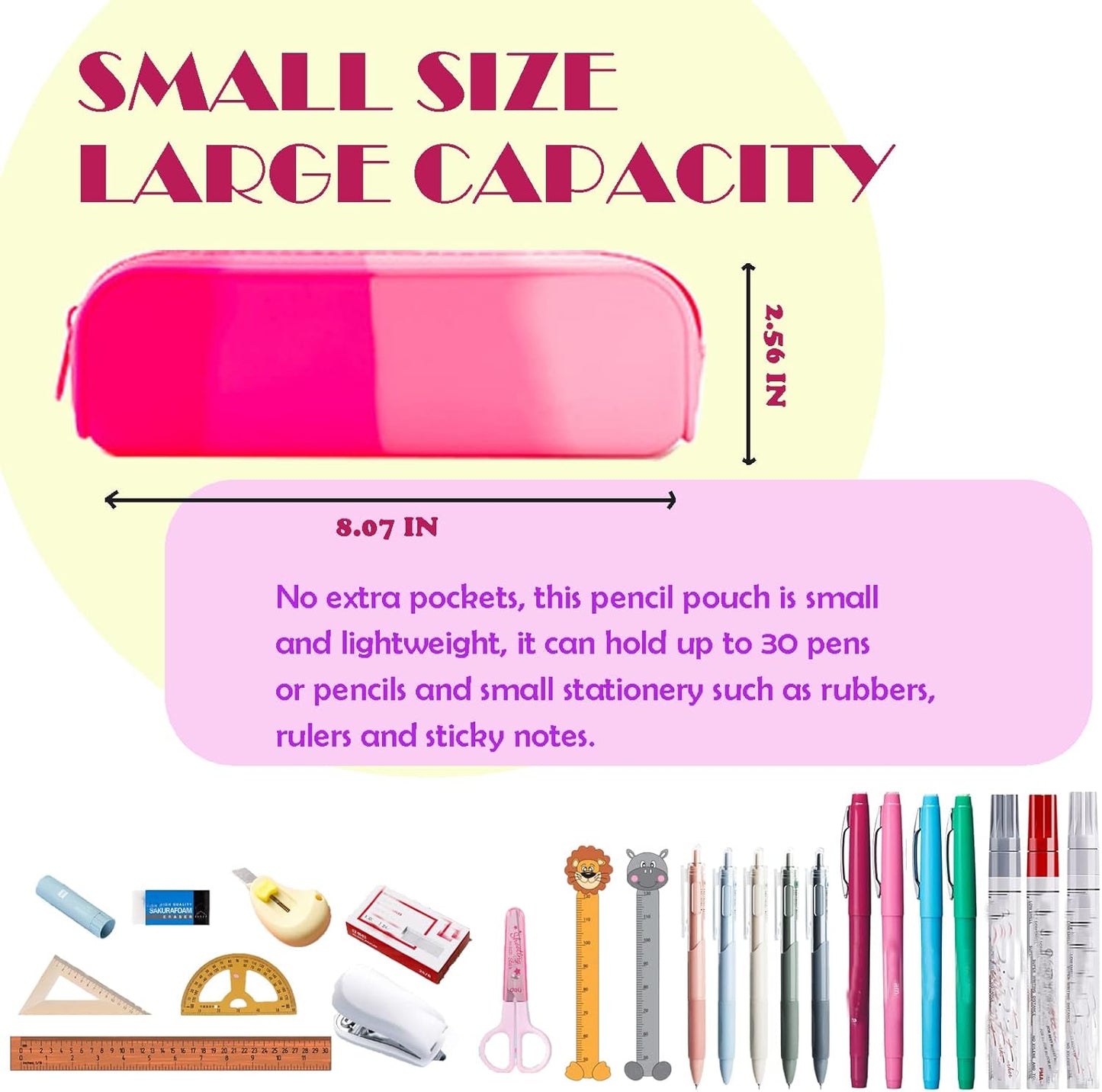 minimaliving Pencil Case,Colorful Silicone Waterproof Pencil Pouch Aesthetic Lightweight&Portable Pen Bag Stylish Small Office Supplies for Adults,Women and Men(Blue)