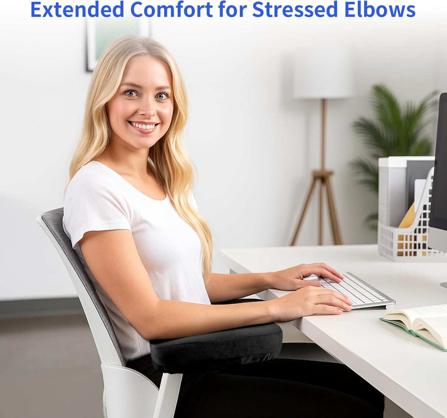 YOUFi Office Chair Arm Pads Extra Soft Velvet Arm Rest Covers for Elbows & Forearms Pressure Relief, Set of 2 Armrest Covers for Desk Chair, Gaming Chair (Black)