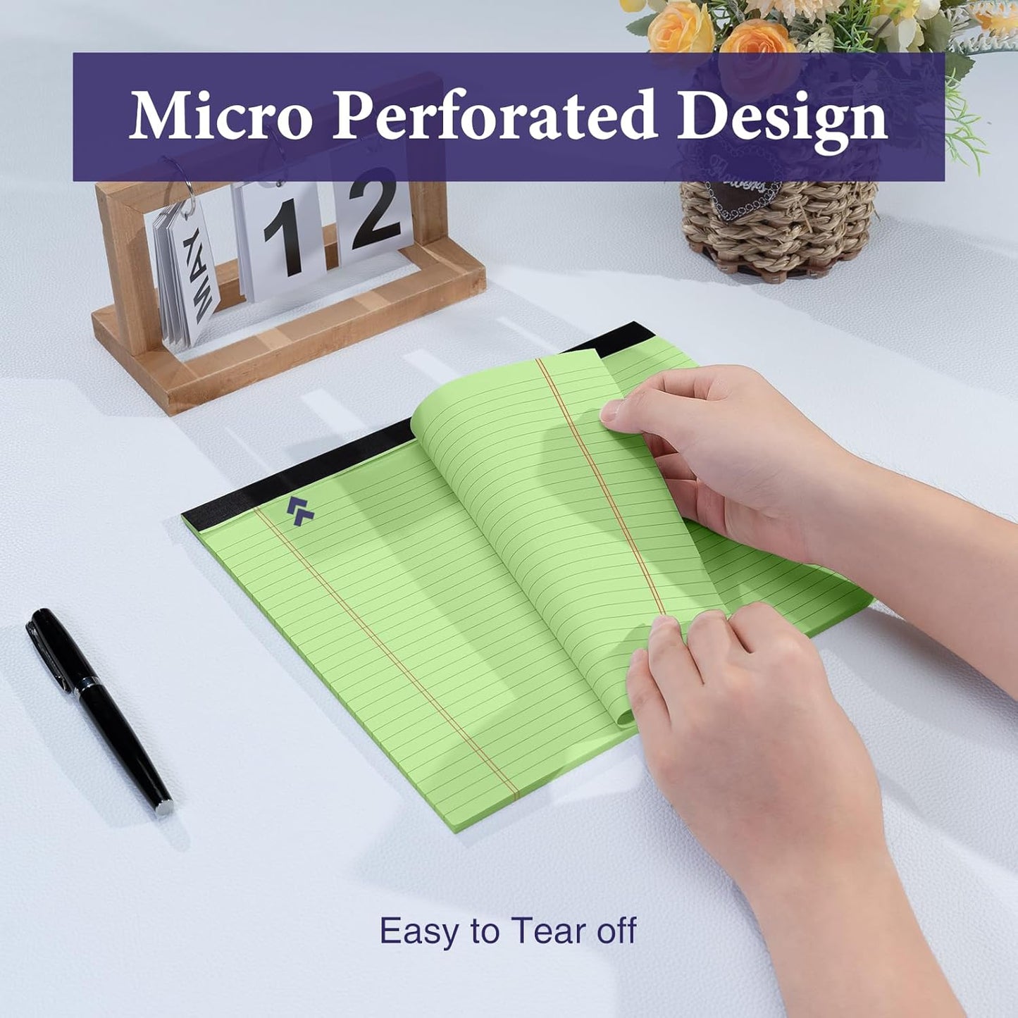 2 Pcs Note Pads 11" x 9.5" Legal Pads College Ruled Notepad Micro Perforated Writing Pads White Lined Paper 80GSM College Ruled Paper Pad of Paper 30 Sheets Notebook for School, To-Do Lists, Office