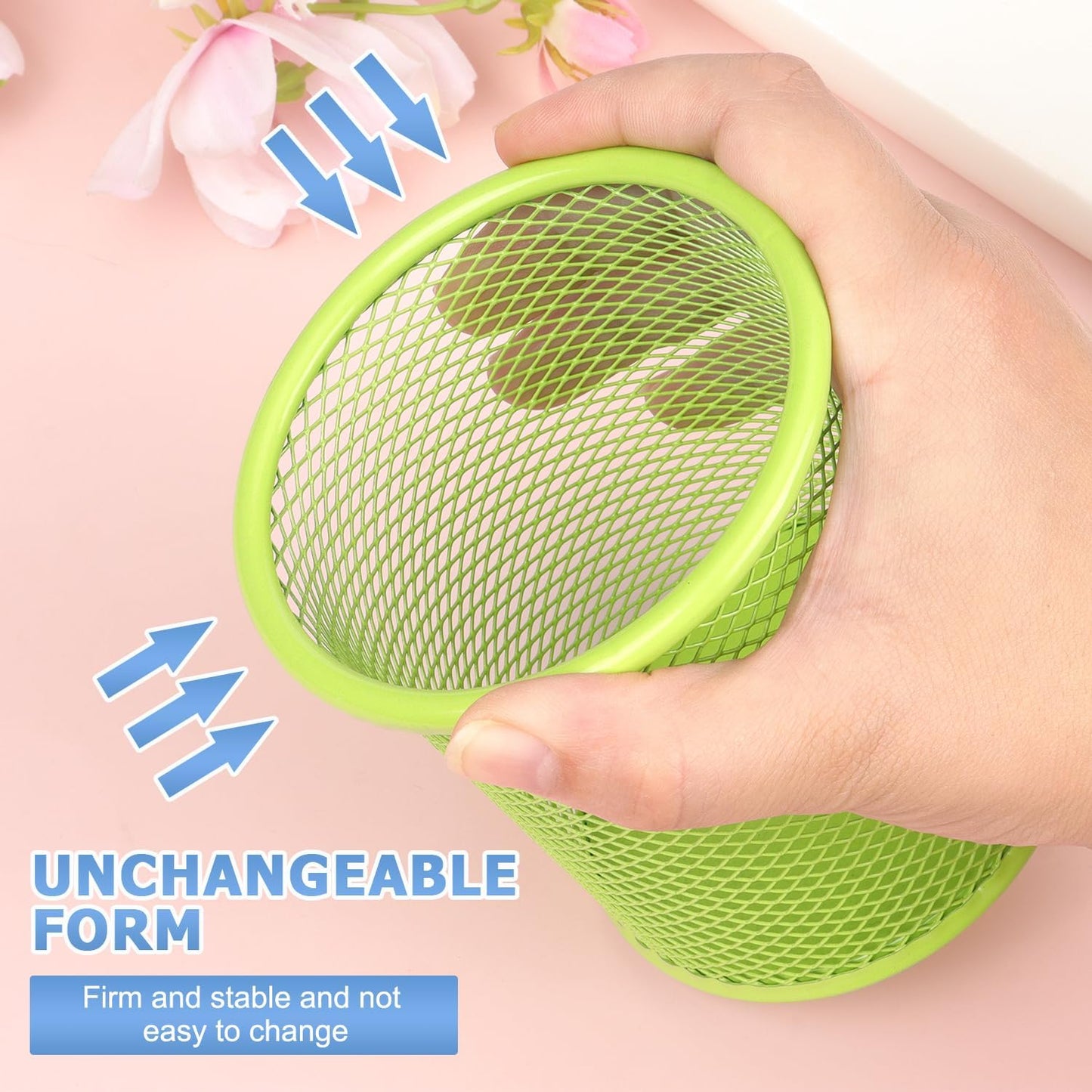 Tamaki Pen Holder Cup for Desk, Desk Organizer Wire Mesh Pencil Cup Holder for Desk Office Pen Organizer (Purple)