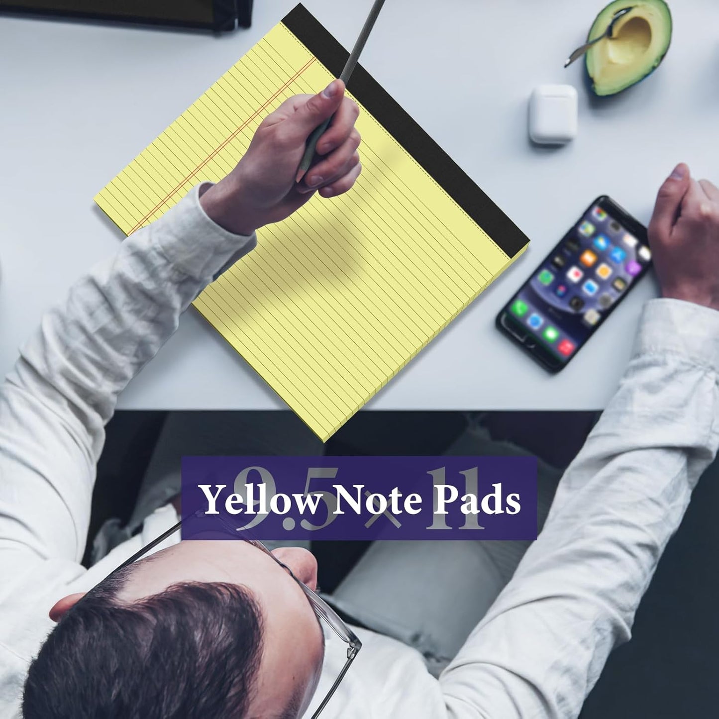 2 Pcs Note Pads 11" x 9.5" Legal Pads College Ruled Notepad Micro Perforated Writing Pads White Lined Paper 80GSM College Ruled Paper Pad of Paper 30 Sheets Notebook for School, To-Do Lists, Office