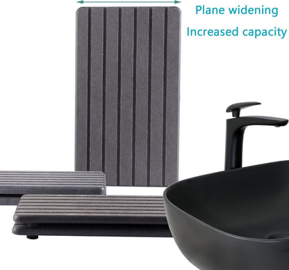 NiuYichee 2 PCS Water Absorbent diatomite Coasters, 8.3" x 4" Water Absorbing Stone Tray for Sink, Stone Drying mat for Kitchen Counter, Stone soap Tray Used for Hand Soaps & toiletries & Plants