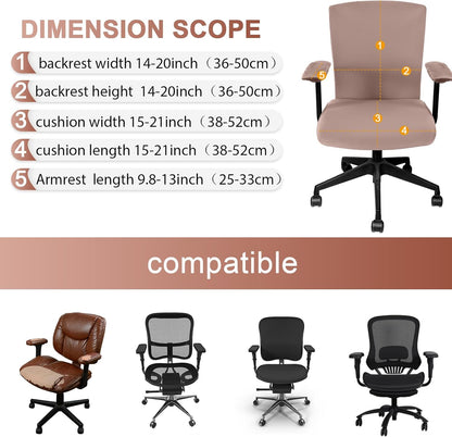 Tallew 4 Pcs Office Chair Covers Set Computer Universal Protective Stretchable Chair Seat Covers Desk Armrest Cover Pads Office Cushion Backrest for Rotating(Regular,Black)
