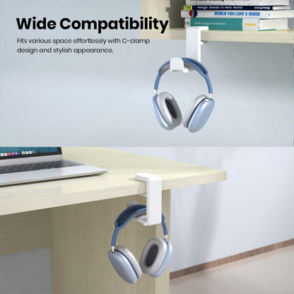 3in1 Rotating Headphone Holder - EURPMASK 3in1 PC Gaming Headset Holder w/Detachable Controller Holder, Adjustable Clamp-on Headset Stand,Headphone Hanger Hook Under Desk w/Cable Clip Organizer,Black