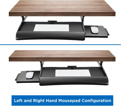 Mount-It! Keyboard Tray Under Desk with Adjustable Mouse Platform – Easy-Glide Sliding Drawer Under Desk Slide Out – Ergonomic Under Key Board Shelf for Office, Gaming, and Workstations