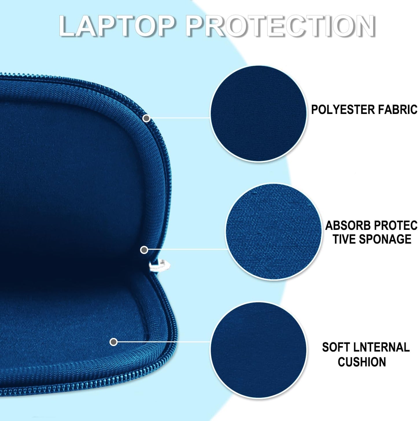 Laptop Sleeve Case 14 inch, Shockproof Protective Laptop Cover Briefcase Carrying Computer Bag with Accessory Pocket Portable Computer Sleeve for 14" MacBook, HP, Dell, Lenovo, Acer, Black