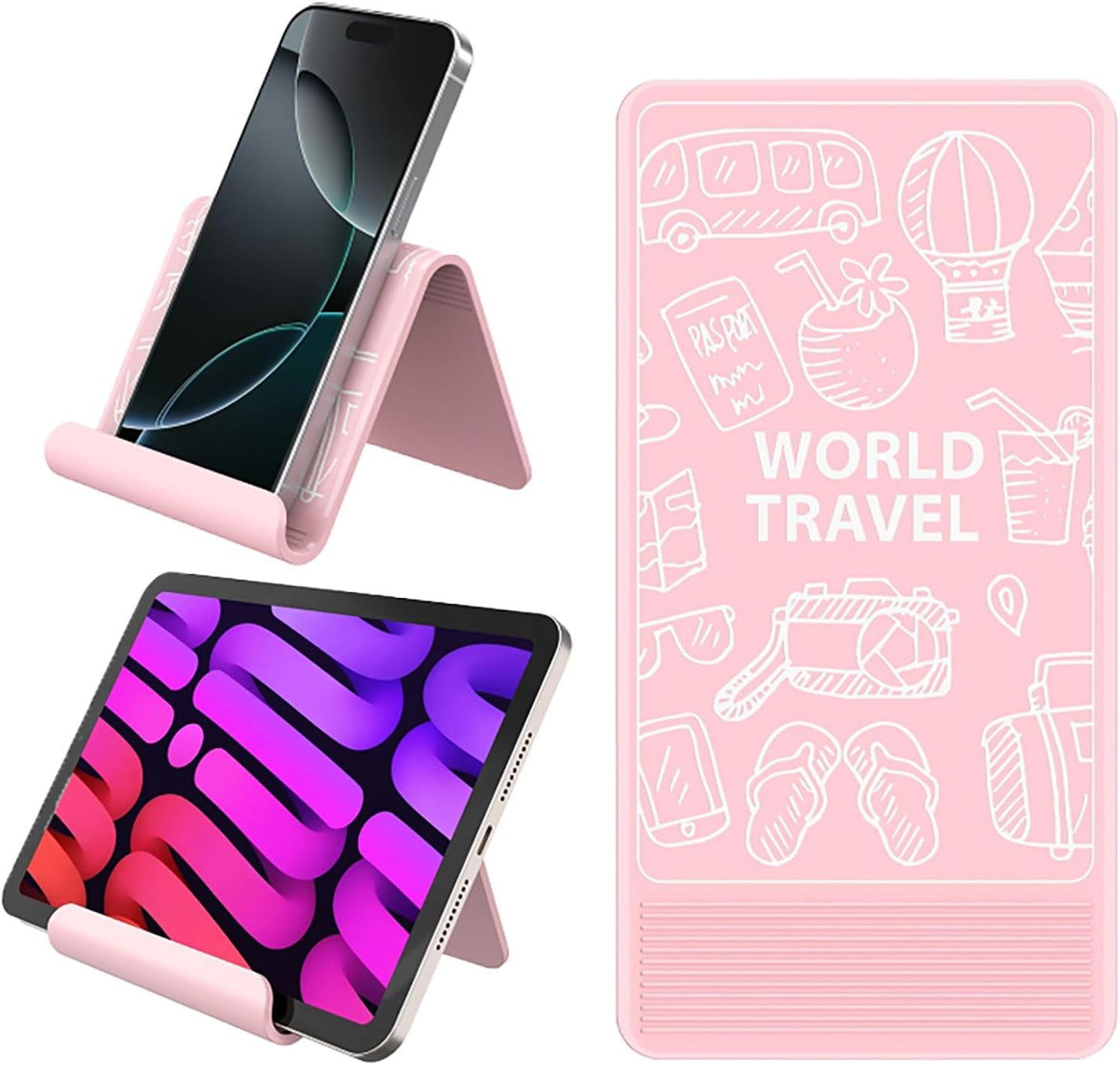 Airplane Phone Holder Mount, Travel Essentials Flexible Phone Holder, Airplane Tablet Holder for Flying, Desk, Compatible with iPhone, Smartphone, Tablet (Black Silk Screen)