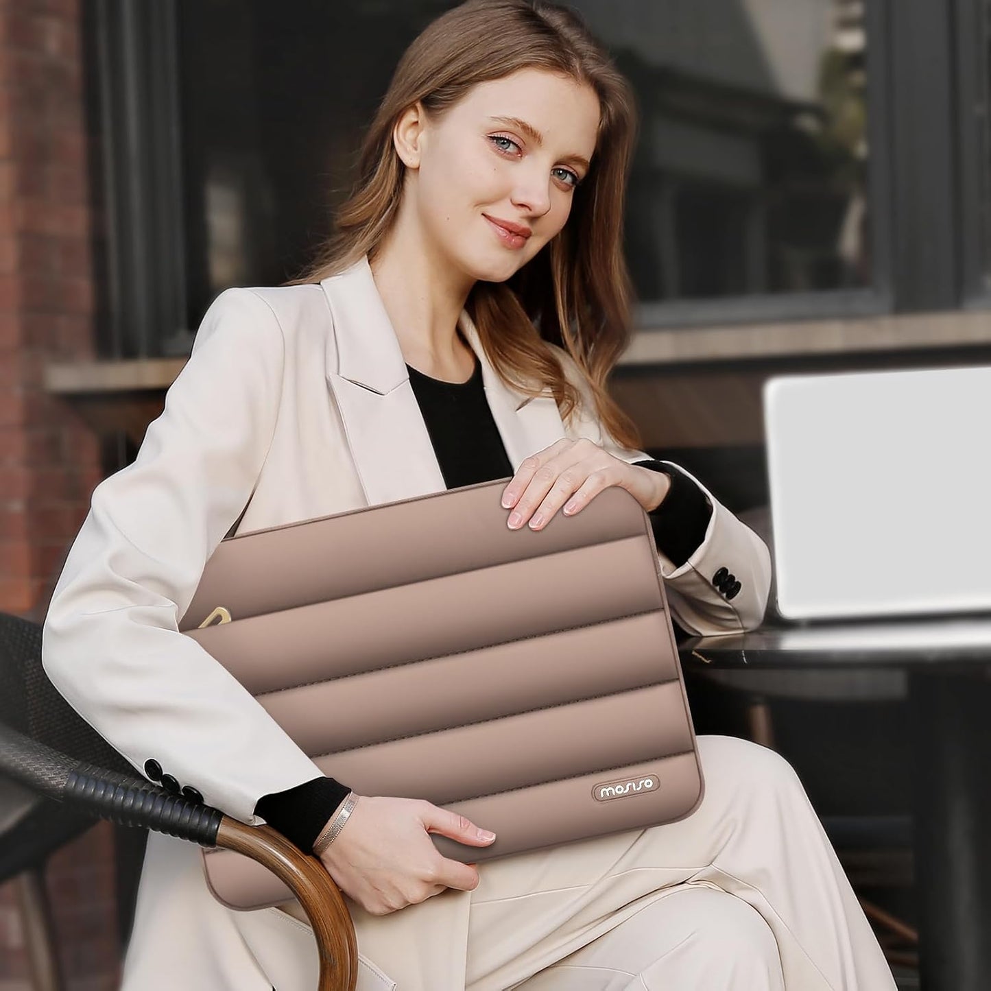 MOSISO Laptop Case 13.3 inch,13-13.3 inch Puffy Laptop Sleeve Compatible with MacBook Neo/Air 13.6 M5 M4 M3 M2 M1/Pro 13/14,HP Dell ASUS Lenovo,Polyester Horizontal Bag with Small Case, Sand