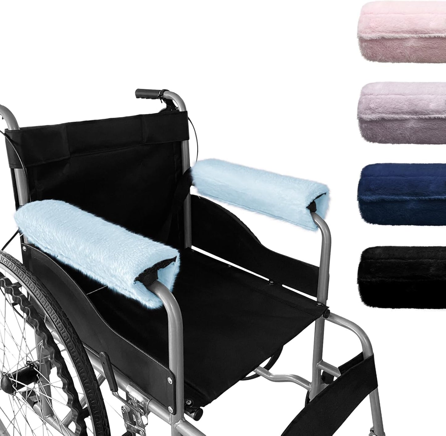 SPRING SEAON Wheelchair Armrest Covers 2 Pack Soft Memory Foam Wheelchair armrest Pads Wicking Washable for Office Transport Chair (Black)