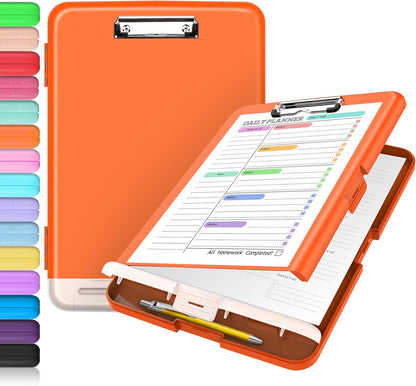 Sooez Clipboard with Storage, Clip Board 8.5 x 11 with Pen Holder, Plastic Organization Case Box for Letter Legal A4 Size Paper, Low Profile Clip, Nurses Teachers Must Haves, School & Office Supplies