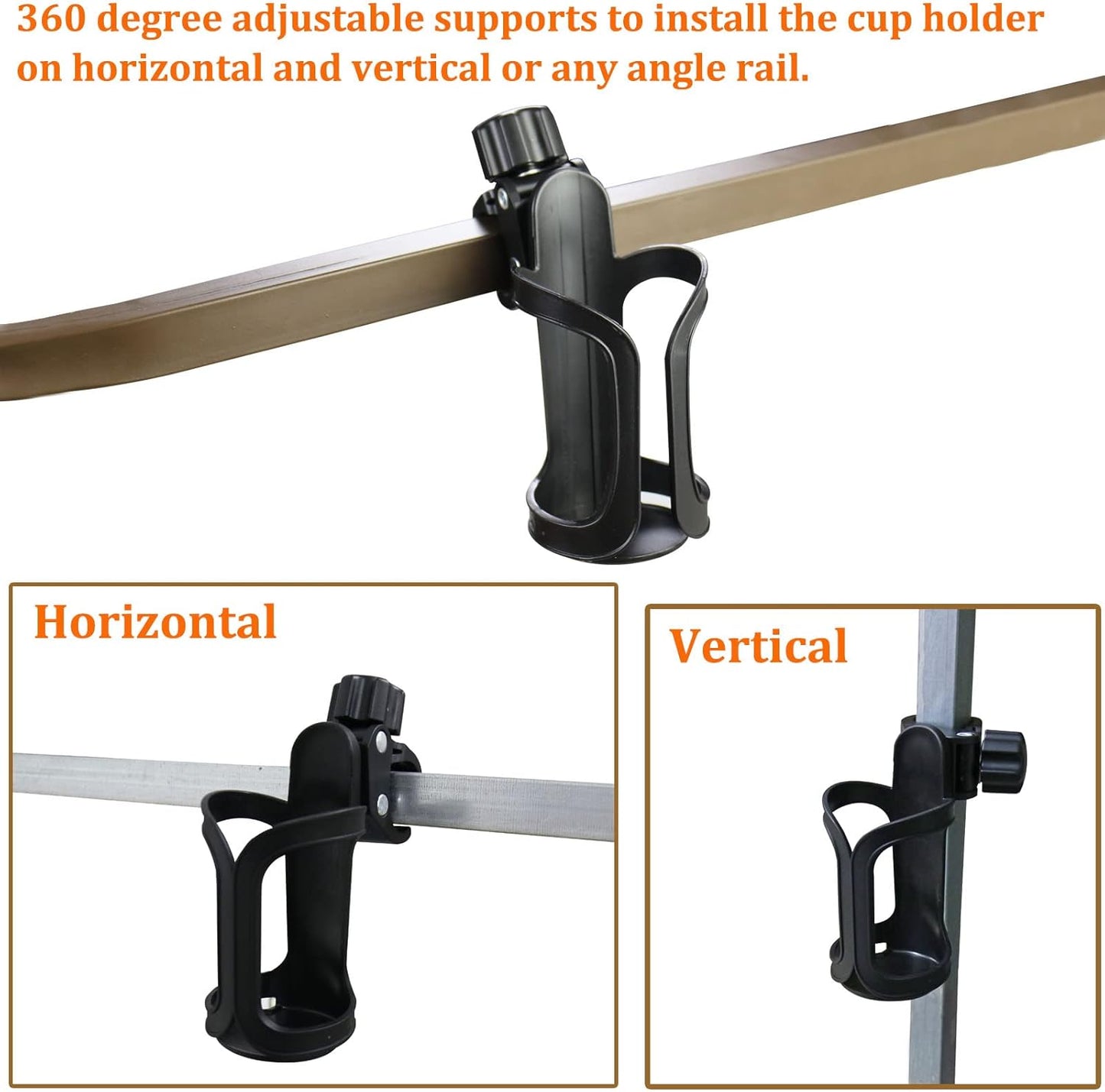Huntury Cup Holder for Treestand Hunting, Easy Clamps On Tree Stand Or Climbing Sticks, Bottle Holder for Hunting, Install No Drilling Or Tool Needed Package of 2