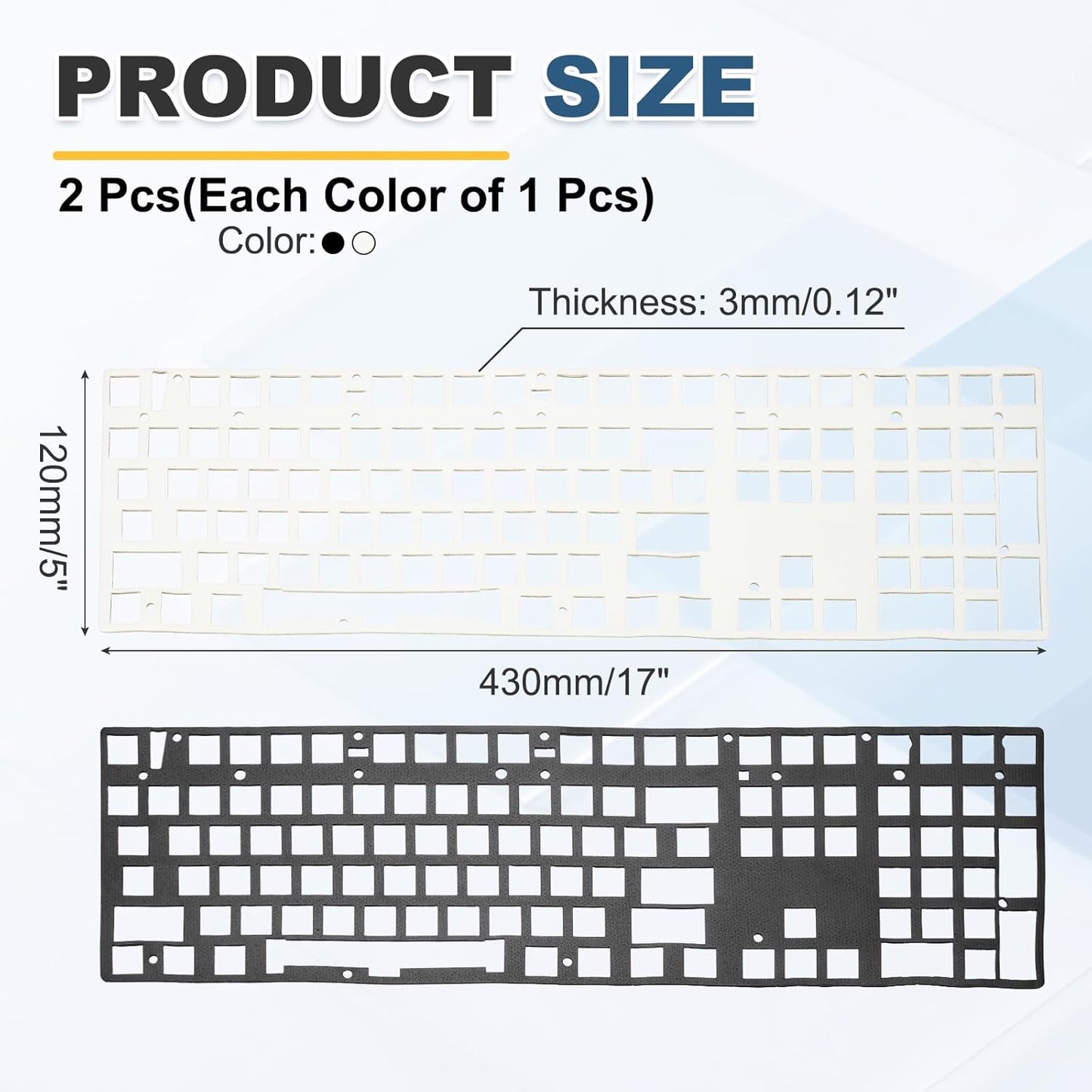 PATIKIL 5 x 17 Inch Keyboard Foam, 2Pcs 104/108 Layout Keyboard Sound Dampening Foam Pad Gasket Switches Dampener for Mechanical Key Boards, Black/White