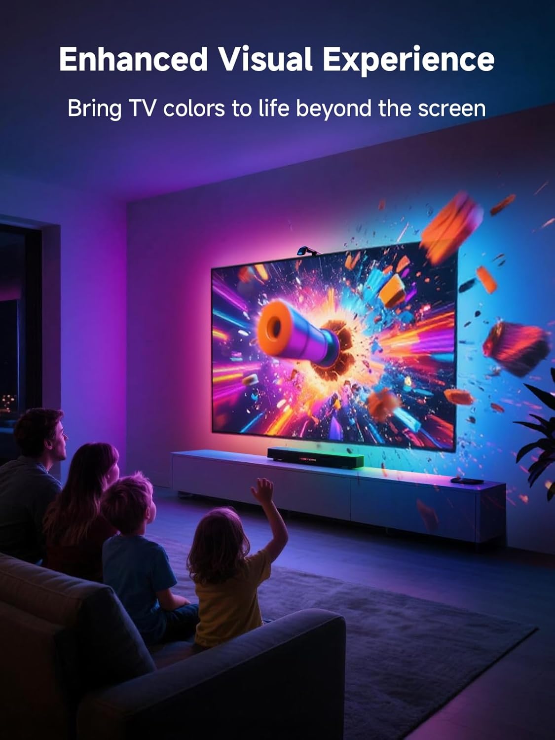 KANTUTOE TV LED Backlight Sync to Screen, 13.7ft LED Lights for 45-65 Inch TVs & PC Monitors, Smart App Control TV Lights That Change with TV, Backlight with Camera, Music Sync Strip Lighting