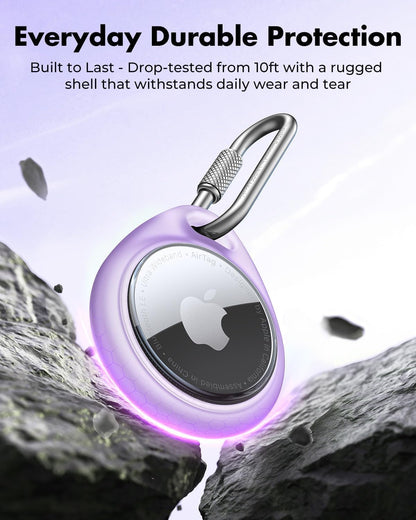 UNBREAKcable AirTag Holder for Apple - 4 Pack Air Tag Case [Professional Carabiner] [Waterproof] [Shockproof] TPU AirTag Keychain for Kids, Pets, Keys, Luggage, Backpacks