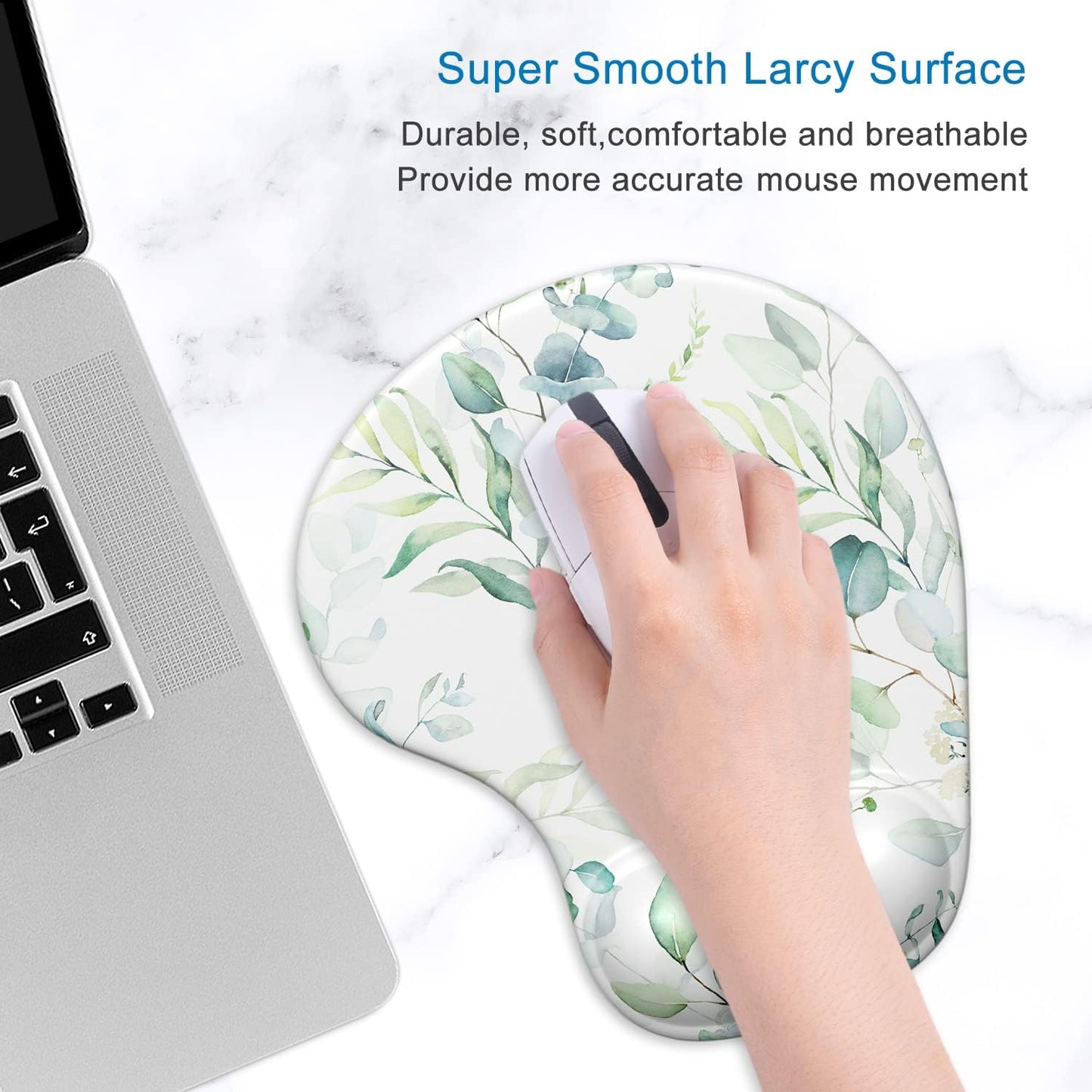 ITNRSIIET Ergonomic Mouse Pad with Gel Wrist Support Wrist Rest Smooth Surface Non-Slip PU Base Comfortable Office Supplies Pain Relief, 9.5 x 8 inches, Beach