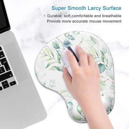 ITNRSIIET Ergonomic Mouse Pad with Gel Wrist Support Wrist Rest Smooth Surface Non-Slip PU Base Comfortable Office Supplies Pain Relief, 9.5 x 8 inches, Beach