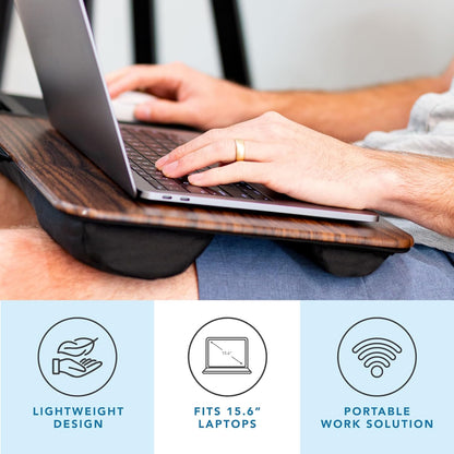 LAPGEAR Home Office Lap Desk with Device Ledge, Mouse Pad, and Phone Holder - Black Carbon - Fits up to 15.6 Inch Laptops - Style No. 91588