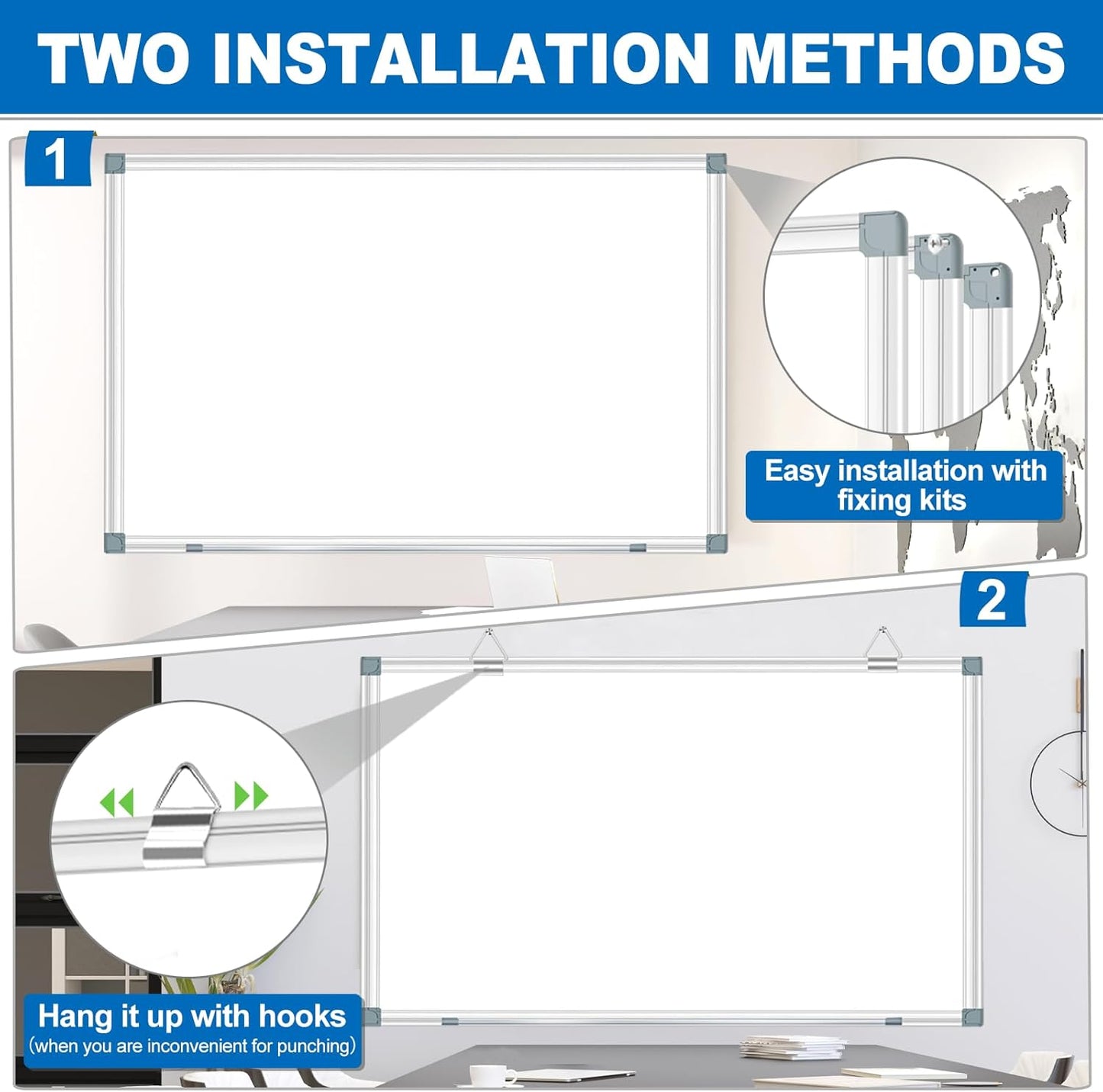 H-Qprobd 6'x4' Large Magnetic White Board Dry Erase Whiteboard with Black Aluminum Frame, 72"X48" Magnet Presentation Wall Boards for Office, Classroom, School, Home