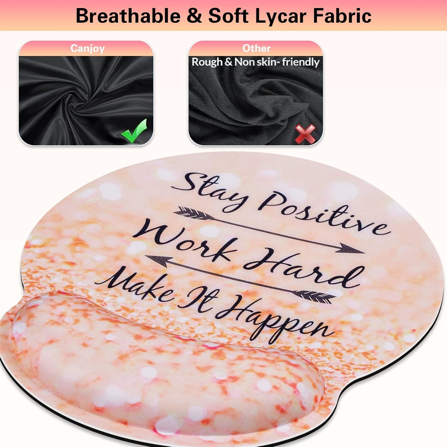 Mouse Wrist Rest, Canjoy 2 Pack Memory Foam Soft Fabric Mouse Wrist Rest Pad Support Cushion with Anti-Skid Rubber Base,Ergonomic Pain Relief Mouse Hand Rest (Black)